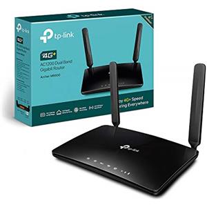 TP-Link Box, Router 4G+ LTE Cat.6 300 Mbps WiFi AC 1200 Mbps, 2 x SMA per Antenna Esterna, 4 Porte RJ45 Gigabit, Antenne Removibili, OneMesh, Modem SIM Card per Qualsiasi Operatore, Archer MR600, V2