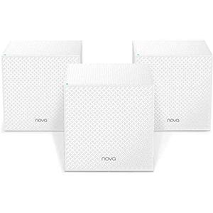 Tenda MW12-3 Wi-Fi Mesh, Tri-band, 3 Gigabit Ports, Copertura Wi-Fi fino a 500 MQ, Supporta 100 Dispositivi Collegati, Compatibile Alexa, Bianco, Confezione di 3