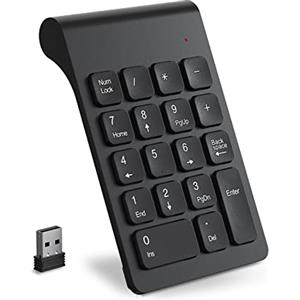 cimetech Mini Tastierino numerico wireless, 2.4G, ergonomico portatile con ricevitore USB 18 tasti Office Calcolo per laptop, notebook, desktop, computer, PC