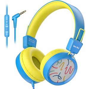 New bee Cuffie per Bambini con Filo, 85dB/94dB Limite di volume Cuffie Bambini e HD Mic Pieghevole per Scuola, Viaggio, Tablet, PC