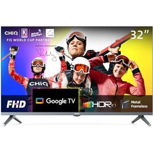 CHiQ L32H8CG TV 32 pollici, Smart TV, FHD, senza cornice in metallo, HDR10 e HLG, triplo sintonizzatore