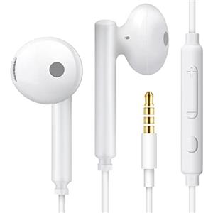 MAS CARNEY WH6 Cuffie con cavo, Semi In Ear, auricolari con cavo da 3,5 mm, per MP3/MP4, Ipad, Honor 6X/7X/8X/9/10, Huawei, Samsung Galaxy S6/S7/S8, Redmi Note 8/9, colore bianco