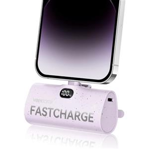 VEEKTOMX Power Bank 5000mAh Mini Powerbank PD 20W Caricatore Portatile Ricarica Rapida Power Bank Piccolo Batteria Esterna con Supporto Pieghevole per iPhone 14/13/12/11/XR/X/8/7/6 (Viola)