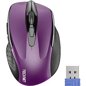 TECKNET PRO Mouse Senza Fili, 2600 DPI Mouse Wireless Ergonomico, 2,4G Mouse Ottico con Ricevitore Nano USB, 6 Pulsanti, Durata di Vita di 24 Mesi Compatibile con PC, Mac, Laptop