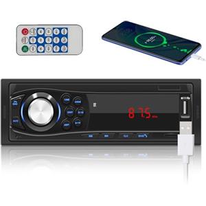NHOPEEW 1 Din Bluetooth Car Stereo Chiamate vivavoce Autoradio Single DIN, USB, TF card, AUX Audio, FM con telecomando