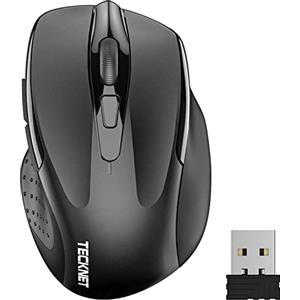 TECKNET Mouse Wireless, Pro 2.4G Mouse Senza Fili Ergonomico 2600 DPI con Ricevitore Nano USB,6 Pulsanti, 24 Mesi di Durata Della Batteriaper,Compatibile con PC,Laptop,Office Home
