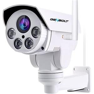 GENBOLT PTZ Telecamera Wi-Fi Esterno, Videocamera Sorveglianza Esterni 5X Zoom Ottico, CCTV IP Camera WiFi Sicurezza Esterna 1080P, Crociera e Tracciamento Automatico 50m Visione Notturna 2-Audio