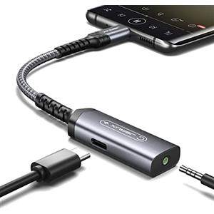 JSAUX USB-C - Adattatore per Cuffie e Ricarica, Tipo C a Jack da 3,5 mm, Adattatore 2 in 1 USB-C Audio per Samsung S20/S20+/Note 10