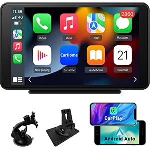 AWESAFE Autoradio Portatile Wireless Carplay Android Auto 7 Pollici Touchscreen Monitor 7V-32V Car Audio Radio con Bluetooth, Trasmissione FM, Airplay, Android Mirroring
