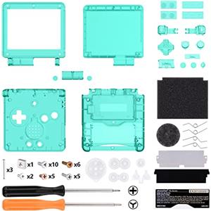 eXtremeRate Cover Tasti Scocca Ricambio per Gameboy Advance SP,Custodia Pulsanti Kit per GBA SP Console-Compatibile con IPS&Standard LCD(NON Include Console&IPS Schermo)-Trasparente Verde Smeraldo