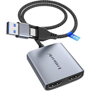 Lemorele Scheda di acquisizione video, 1080P@60Hz HDMI a USB A/USB C Scheda di acquisizione audio HDMI per editing video, giochi, insegnamento, compatibile con il sistema Windows Mac OS, ecc.