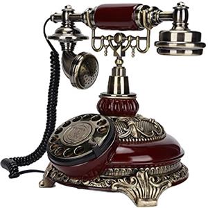 Dilwe Telefono Antico Retrò, Telefono Reale Regalo di Festa Scrivania Antica Cornetta con Quadrante Rotante Telefono con Filo Vecchio Stile Adatto per Casa/ufficio/caffetteria/decorazione Bar