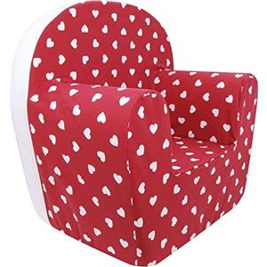 baby idea Babysanity® Poltroncina Bimbi Rivestimento 100% Cotone Sfoderabile Imbottitura Alta Intensità Migliorata Poltrona per Bambini Comoda Leggera Ideale per Cameretta -Made in Italy- (Rossa Bianca)