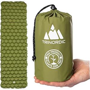 TRINORDIC Materassino Gonfiabile Ultraleggero da Campeggio - Materasso Singolo Salvaspazio ad Aria per Dormire con Comfort - Attrezzatura da Campeggio Resistente e Leggera per Avventure all'Aperto