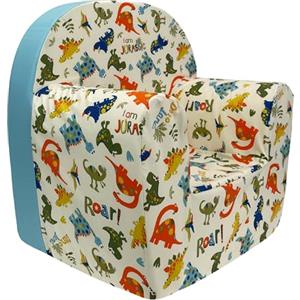 baby idea Babysanity® Poltroncina Bimbi Rivestimento 100% Cotone Sfoderabile Imbottitura Alta Intensità Migliorata Poltrona per Bambini Comoda Leggera Ideale per Cameretta -Made in Italy- (Dinosauri)