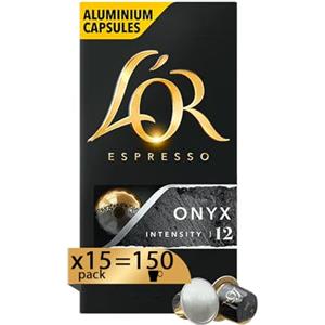 L'Or - Capsule Caffè Espresso Onyx - 150 Capsule In Alluminio - Intensità 12 - Compatibili Con Macchine Nespresso®* original - 15 Confezioni da 10 Capsule