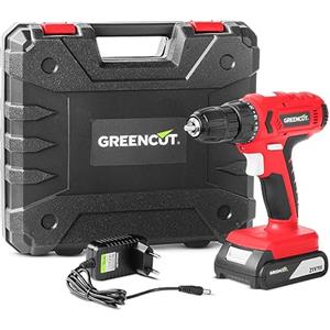 GREENCUT TD210L - Trapano avvitatore a batteria al litio 21V, utensile 2 in 1 con luce LED per illuminazione spot, colore rosso