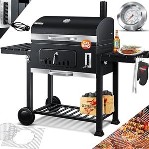 KESSER® Barbecue con Carrello XXL Barbecue a carbonella con Coperchio, Ruote, Manico in Acciaio Inox, griglia e termometro a carbonella,Grande Barbecue a carbonella Barbecue da Campeggio