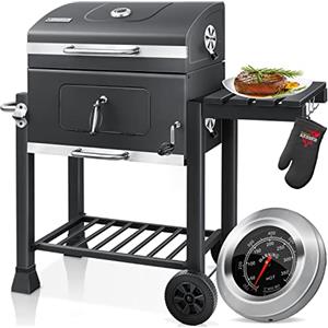 KESSER® Barbecue con Carrello XL Barbecue a carbonella con Coperchio, Ruote, Manico in Acciaio Inox, griglia e termometro a carbonella,Grande Barbecue a carbonella Barbecue da Campeggio