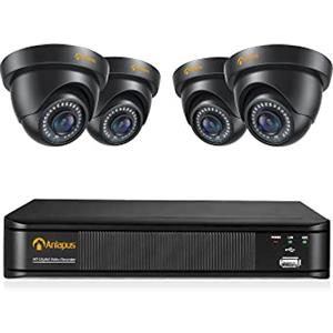 Anlapus 1080P Sistema di Sorveglianza Esterno 8CH Videoregistratore DVR con 4 Videocamere di Sicurezza Impermeabile, senza Disco Rigido, Visione Notturna, Allarme di Movimento