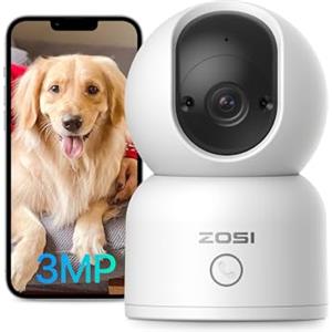 ZOSI 2K Telecamera Wi-Fi Interna, Pan 360° Tilt 108°, 2,4G, Videocamera IP, Rilevamento di Persone, Chiamata con un Tocco, Audio Bidirezionale, Archiviazione Cloud o Locale, C518