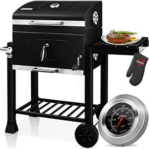 KESSER® Barbecue con Carrello XL Barbecue a carbonella con Coperchio, Ruote, Manico in Acciaio Inox, griglia e termometro a carbonella,Grande Barbecue a carbonella Barbecue da Campeggio