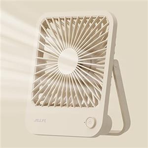 JISULIFE Ventilatore da Tavolo Portatile, Mini Ventilatore Pieghevole a 180°, 4 Velocità Della Ventola Regolabili, Ventilatore Ricaricabile Alimentata a Batteria, Adatto a Casa/Ufficio/Viaggio-Marrone