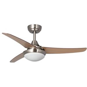 TECHBREY Ventilatore da Soffitto con luce LED Neil Legno, 3 pale in legno, corpo in acciaio inox, silenzioso, 6 velocità, telecomando, diametro 107 cm, motore DC