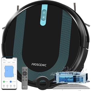 Proscenic 850T Robot Aspirapolvere Lavapavimenti Aspirazione Potenza 3000Pa con Controllo Siri&IFTTT&APP&Alexa, Serbatoio Acqua Elettrico 2-In-1 per Pulizia Domestica/Capelli/Polvere/Lavapavimenti