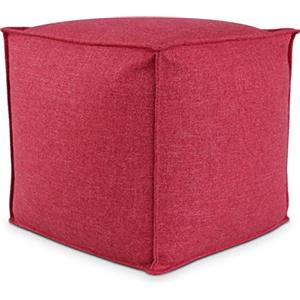 Deshome Pouf poggiapiedi 50x50x50 cm con imbottitura sfoderabile idrorepellente per esterno interno: Puff design per divano soggiorno camera da letto, Puff Pouffe salotto Light Pouf (Rosso)