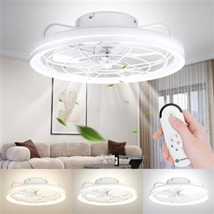 Aigostar Ventilatore da Soffitto Con Luce e Telecomando, Lampadario con Ventilatore da Soffitto con Timer, Luminosità Regolabile e Temperatura Colore 2700K-6500K, 6 Velocità, Silenzioso, Motore DC