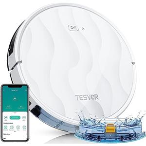 Tesvor Robot Aspirapolvere M2, Robot Aspirapolvere con Funzione di Pulizia, 6000PA Robot Aspirapolvere 150 Min. Autonomia con Serbatoio Dell'acqua Elettronico da 350ML