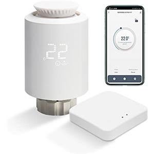 KETOTEK Set di termostati elettronici per radiatori intelligenti con gateway WiFi Zigbee Starter Kit Termostati programmabili per riscaldamento a radiatori tramite Alexa Google Assistant, Smart Life, Tuya