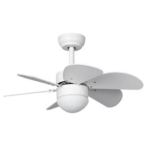 TECHBREY Ventilatore da Soffitto con luce LED Orion Bianco, 6 pale bianche, silenzioso, 6 velocità di ventilazione, telecomando, diametro 81 cm, motore DC, timer