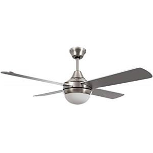 TECHBREY Ventilatore da Soffitto con luce Navy Nichel Motore AC, 4 pale in legno reversibili, ultrasilenzioso, telecomando, 110 cm di diametro, timer