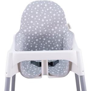 JYOKO KIDS Cuscino per il seggiolone compatibile con Ikea antilop, 100% Cotone, 100% Cotone (White Star)