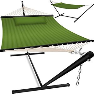 KESSER® Amaca con telaio e cuscino, Amaca doppia per 2 Persone, Portata 200 kg, Interno ed esterno, XXL, Sedia sospesa, Giardino, Piscina, Balcone, Terrazza - Khaki