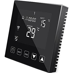 KETOTEK Intelligente Termostato WiFi Nero per Riscaldamento ad Acqua a Pavimento 3A Compatibile con Alexa, Termostato ambiente Programmabile Controllo App Tuya/Smart Life
