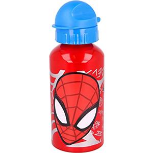 Stor Borraccia in Alluminio per Bambini con grafica di Marvel Spiderman da 500 ml, lavabile e riutilizzabile, con tappo di sicurezza e beccuccio