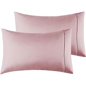 Poligino Federe Cuscini Letto Matrimoniale 50x65 cm,Coppia Federe in Microfibra Chiusura a Busta - Rosa Scuro