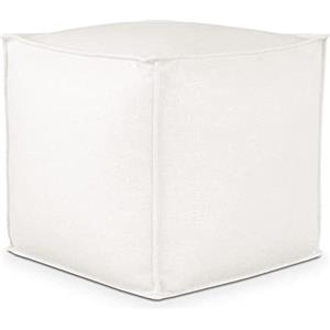 Deshome - Pouf poggiapiedi 50x50x50 cm idrorepellente con imbottitura sfoderabile per esterno interno: Puff design per divano soggiorno camera da letto, Puff, Pouffe salotto Light Pouf (Bianco crema)