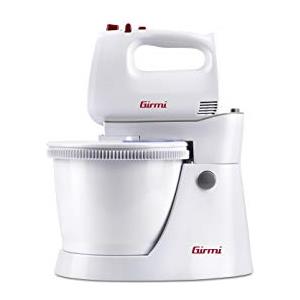 Girmi SB82 Sbattitore Elettrico Con Ciotola, 400 W, 5 velocità, Funzione Turbo, 3 Litri, Accessori INOX, Doppio funzionamento, Ciotola con rotazione automatica, Coperchio con finestra, Bianco