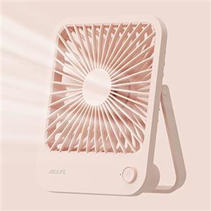 JISULIFE Ventilatore da Tavolo Portatile, Mini Ventilatore Pieghevole a 180°, 4 Velocità Della Ventola Regolabili, Ventilatore Ricaricabile Alimentata a Batteria, Adatto a Casa/Ufficio/Viaggio-Rosa