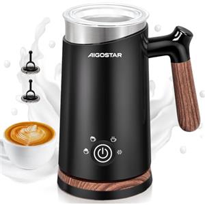 Aigostar Milky - Montalatte Elettrico Automatico 4 in 1, Cappuccinatore Elettrico 500W 300ml, Schiuma Automatico Latte Calda/Fredda Montalatte per Cappuccino Macchiato Caffè Latte e Cioccolata Calda