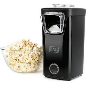 Avilia Macchina per Popcorn Veloce, Cottura ad Aria Calda Senza Olio, con Coperchio Trasparente e Misurino - Design Compatto 16x13.5x25.5cm, 1100W, Nero