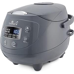 Yum Asia Panda Mini Cuociriso con Ciotola in Ceramica Ninja e Advanced Fuzzy Logic (3,5 tazze, 0,63 litri) 4 Funzioni di Cottura del Riso, 4 Multicooker, Display LED, 220-240V (Cobalt Grey)