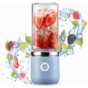 Blend In® Bottiglia Frullatore Portatile USB Ricaricabile - Mini Blender Frullatore Elettrico Portatile per Frutta e Smoothies - Fruit Mixer Portatile con 2 Bottiglie in Vetro - 400ml e 200ml - Blu