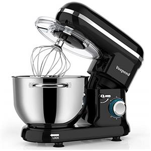 Vospeed Impastatrice Planetaria 6QT Robot da Cucina 1500W Multifunzione Impastatrice Professionale con Frusta, Gancio per Impastare, Frusta per Dolci, Ciotola di Acciaio Inossidabile (Nero)