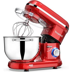 Vospeed Impastatrice Planetaria 6QT 1500W - Robot da Cucina Multifunzione con Frusta, Gancio per Impastare e Ciotola di Acciaio Inossidabile (Rosso) - Impastatrice Professionale per Dolci e More