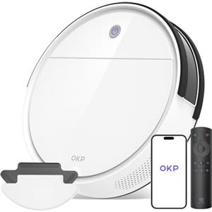 OKP K5B Robot Aspirapolvere e Mocio Ultra Sottile 7.7 cm, 2500Pa, Wi-Fi/App/Alexa, Adatto per Salviette Monouso, Ideale per Peli di Animali, Tappeti, Pavimenti Duri, Automatic Recharge